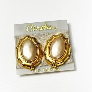Carolee Vintage Oval Faux Pearl Clip Earrings